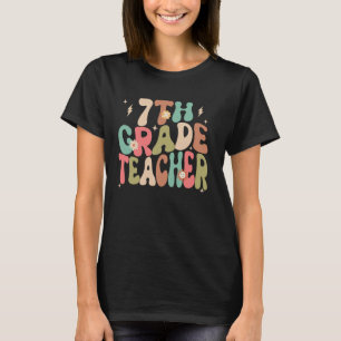 7th Grade Teacher Groovy Back to School Cute Women T-Shirt