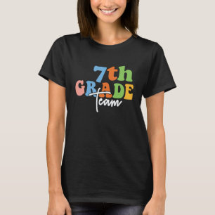 7th Grade Team Retro Groovy Women Happy First Day  T-Shirt