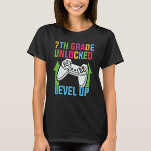 7th Grade Unlocked Level Up Retro Video Gamer Back T-Shirt