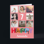 7th Happy Birthday Photo Collage Modern Pink Card<br><div class="desc">7th Happy Birthday Photo Collage Modern Pink Card with personalised name. For further customisation,  please click the "Customise it" button and use our design tool to modify this template.</div>
