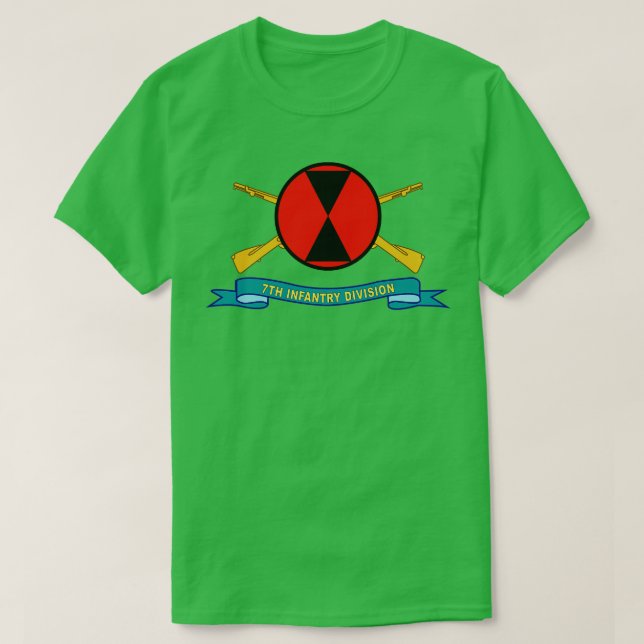 7th Infantry Division SSI w Br Ribbon X T-Shirt (Design Front)