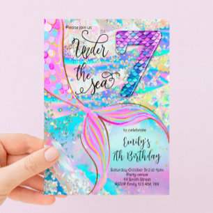 7th Mermaid Birthday Under the Sea Invitation