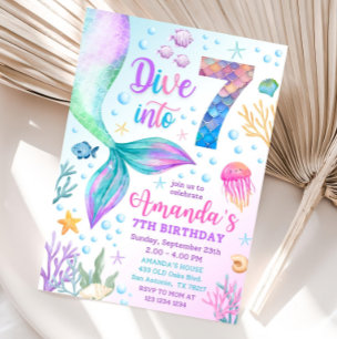 7th mermaid invitation, Dive into seven mermaid in Invitation