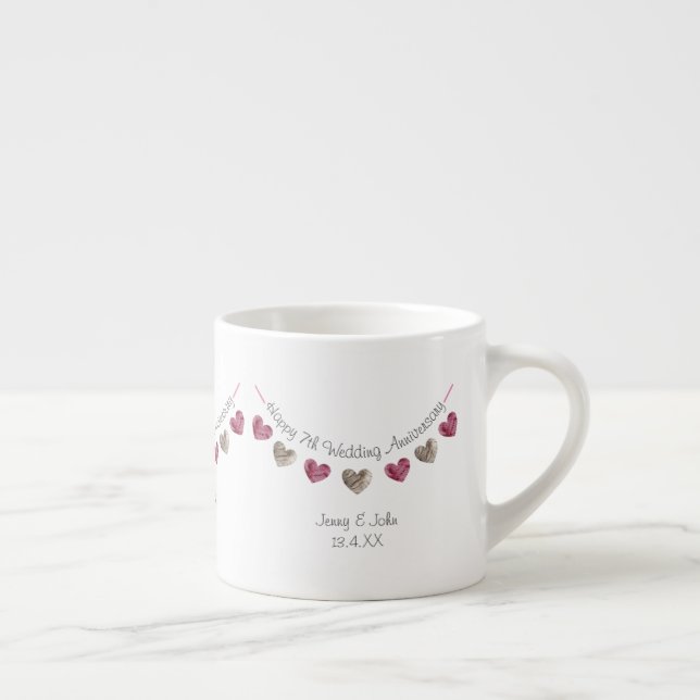 7th (or any) Wedding Anniversary husband & wife Espresso Cup (Right)