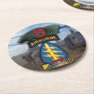 7th Special Forces Green Berets vietnam nam war Round Paper Coaster
