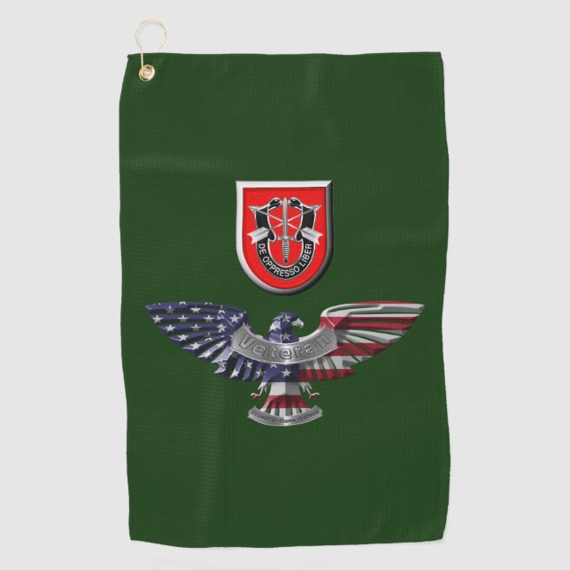 7th Special Forces Group (Airborne) Veteran Golf Towel (Front)