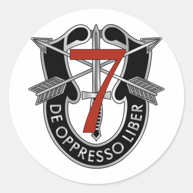 7th Special Forces Group Crest Classic Round Sticker (Front)
