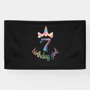 7th Unicorn Birthday girl t-shirt 7 years old part Banner