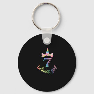 7th Unicorn Birthday girl t-shirt 7 years old part Key Ring
