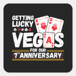 7th Wedding Anniversary - Couples Las Vegas Trip Square Sticker