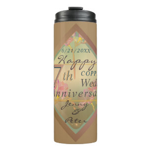 7th Wedding Anniversary Gift Bag Thermal Tumbler