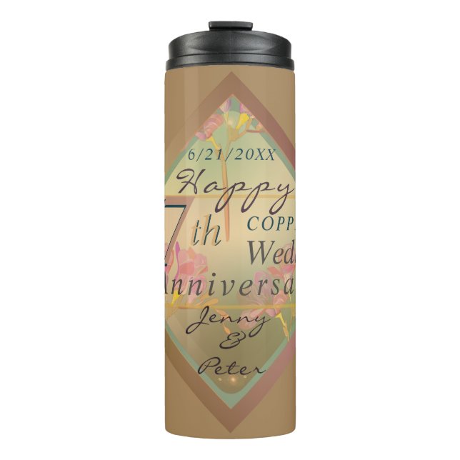 7th Wedding Anniversary Gift Bag Thermal Tumbler (Front)
