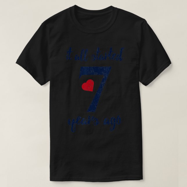 7th Wedding Anniversary  Gift For Couples Since 20 T-Shirt (Design Front)