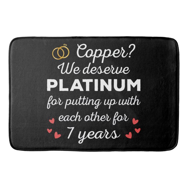 7th Wedding Anniversary I - Copper Funny Couple Bath Mat (Front)