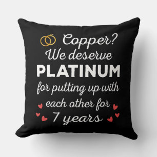 7th Wedding Anniversary I - Copper Funny Couple Cushion