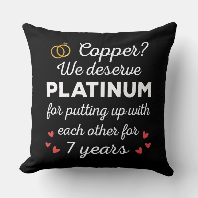 7th Wedding Anniversary I - Copper Funny Couple Cushion (Front)