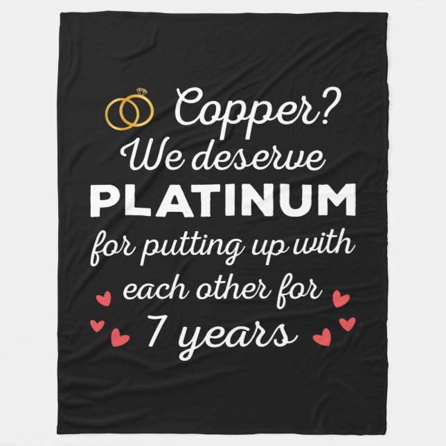 7th Wedding Anniversary I - Copper Funny Couple Fleece Blanket (Front)
