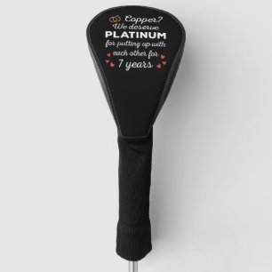 7th Wedding Anniversary I - Copper Funny Couple Golf Head Cover