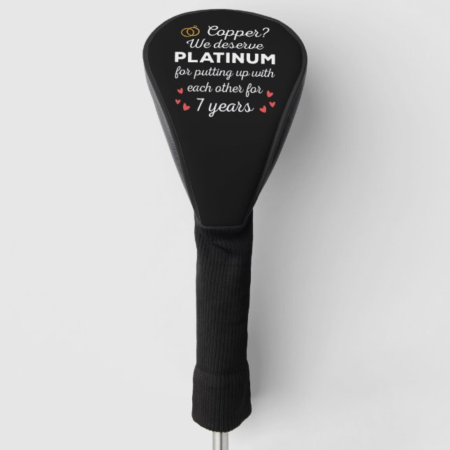 7th Wedding Anniversary I - Copper Funny Couple Golf Head Cover (Front)