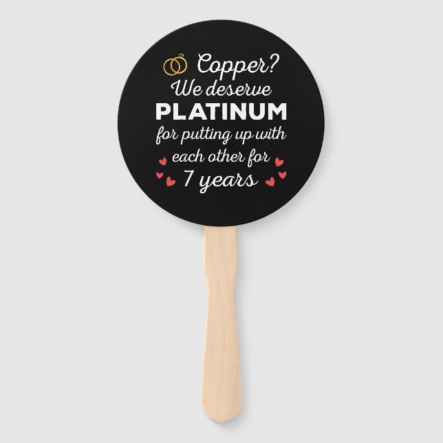 7th Wedding Anniversary I - Copper Funny Couple Hand Fan (Front)