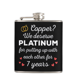 7th Wedding Anniversary I - Copper Funny Couple Hip Flask