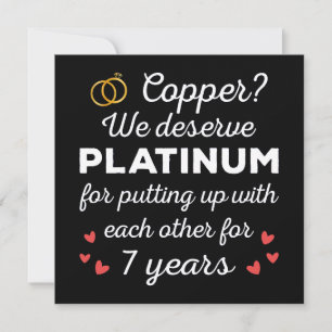 7th Wedding Anniversary I - Copper Funny Couple Invitation