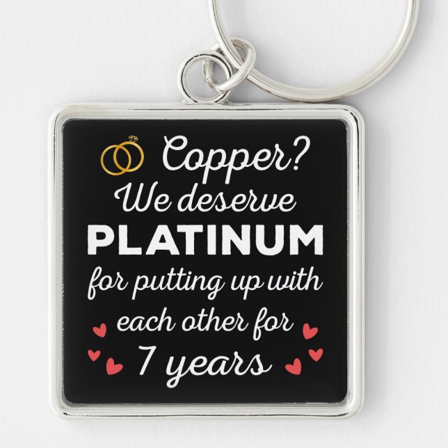 7th Wedding Anniversary I - Copper Funny Couple Key Ring (Front)