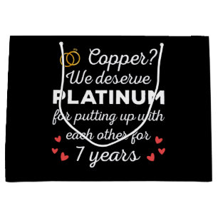 7th Wedding Anniversary I - Copper Funny Couple Large Gift Bag