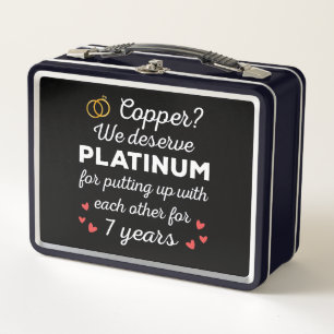 7th Wedding Anniversary I - Copper Funny Couple Metal Lunch Box