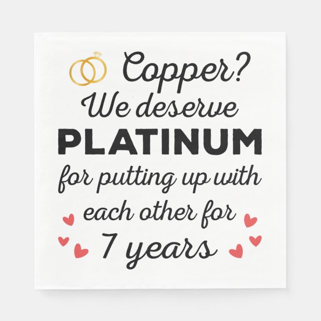 7th Wedding Anniversary I - Copper Funny Couple Napkin (Front)