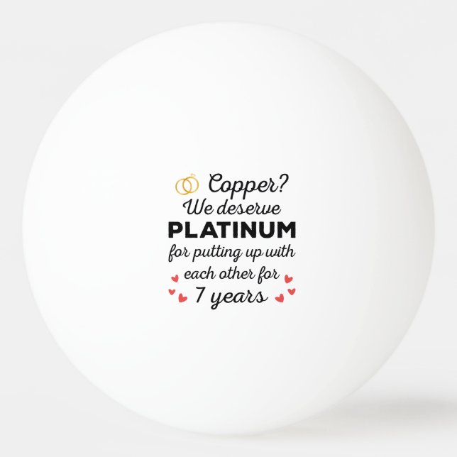 7th Wedding Anniversary I - Copper Funny Couple Ping Pong Ball (Front)