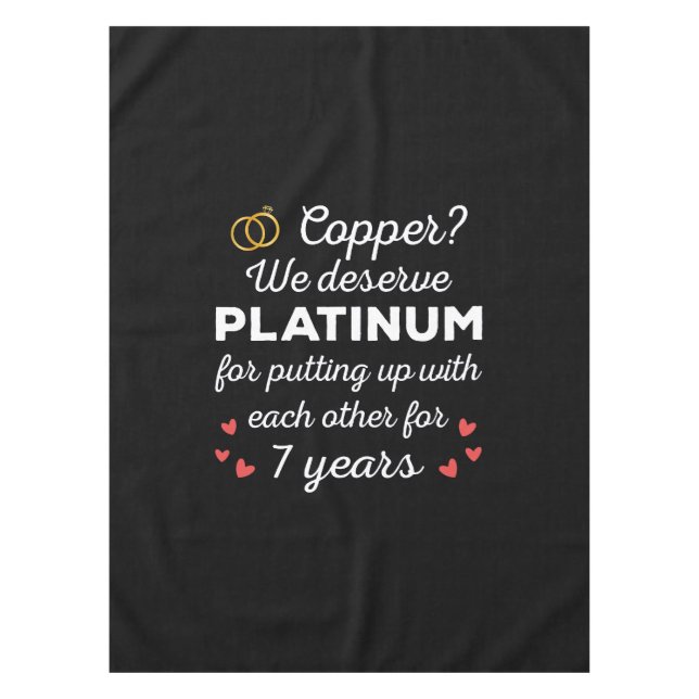 7th Wedding Anniversary I - Copper Funny Couple Tablecloth (Front)