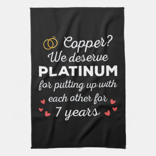 7th Wedding Anniversary I - Copper Funny Couple Tea Towel
