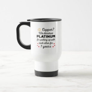 7th Wedding Anniversary I - Copper Funny Couple Travel Mug