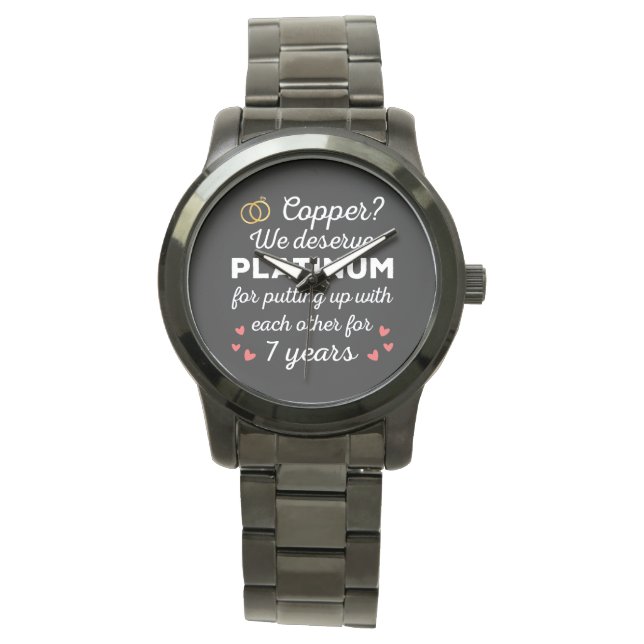 7th Wedding Anniversary I - Copper Funny Couple Watch (Front)