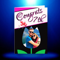 7th Wedding Anniversary Photo Card Black White
