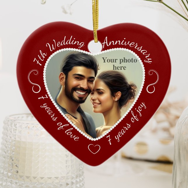 7th Wedding Anniversary Photo Ceramic Tree Decoration (Creator Uploaded)