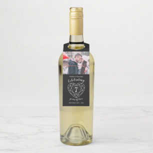 7th wedding Anniversary photo onyx gemstone heart Bottle Tag