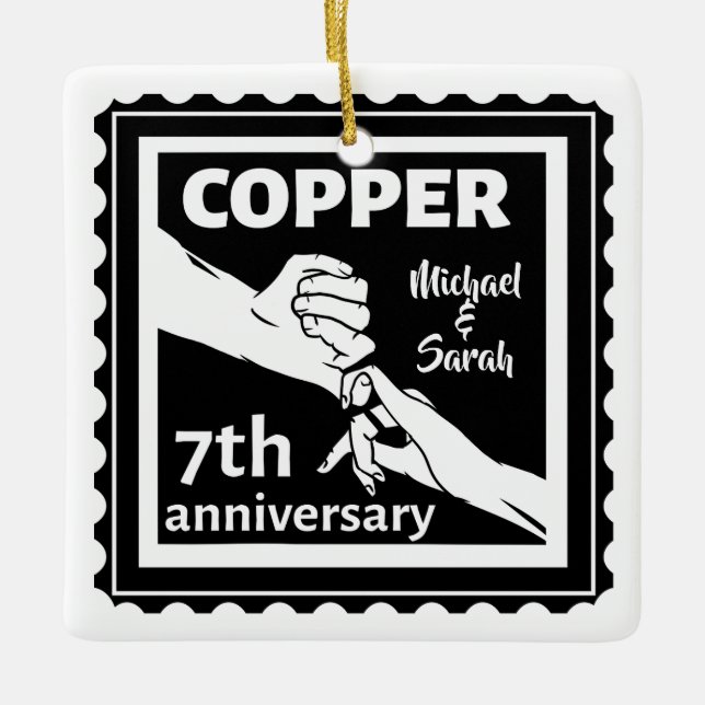 7th wedding anniversary traditional gift iron ceramic ornament (Front)