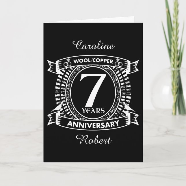 7TH wedding anniversary wool copper Card (Front)
