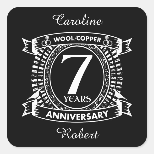 7TH wedding anniversary wool copper Square Sticker (Front)