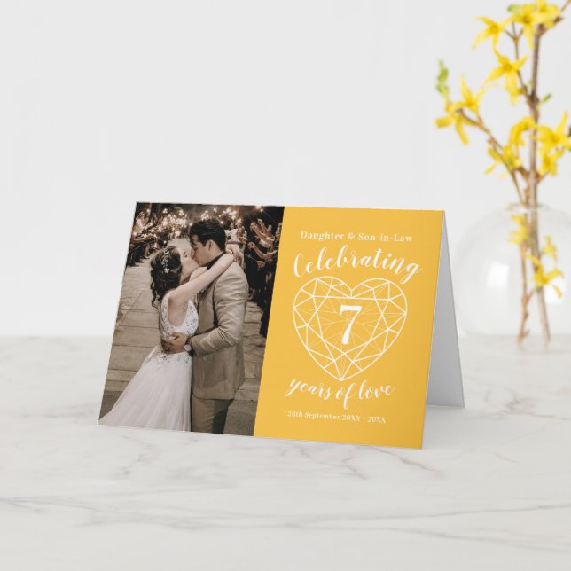 7th Wedding Anniversary yellow sapphire heart Card (Yellow Flower)