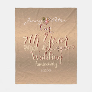 7th Year Wedding Anniversary Coppery Fleece Blanket