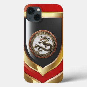 [800] Black and Gold Sacred Eastern Dragon iPhone 13 Case
