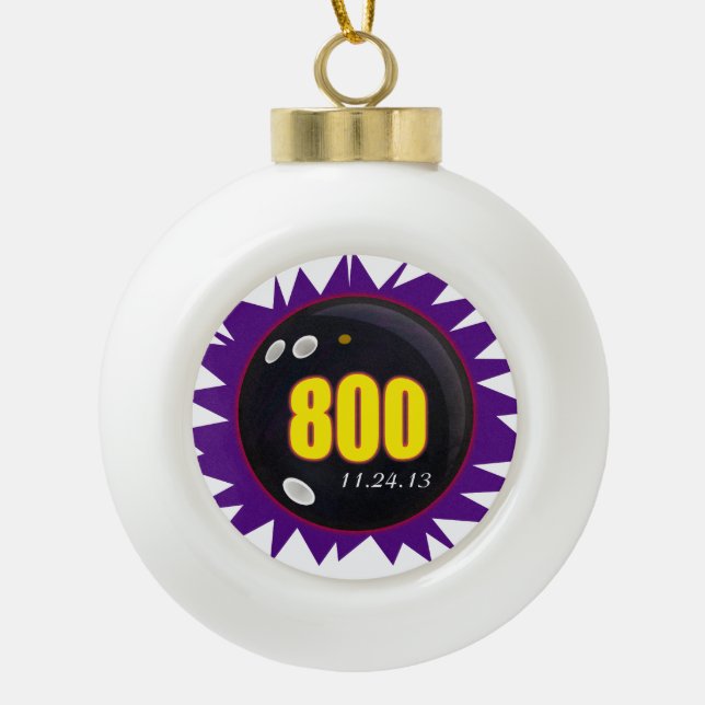 800 Bowling Series Ceramic Ball Christmas Ornament (Front)
