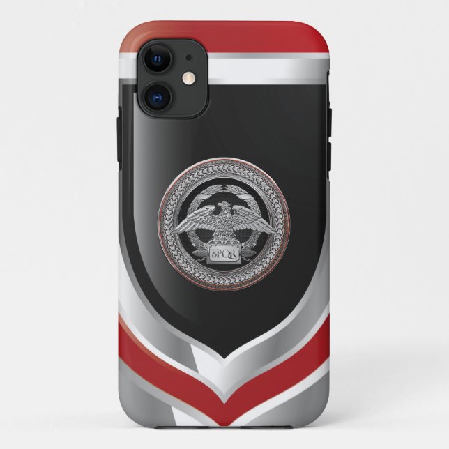 [800] Silver Roman Imperial Eagle over Medallion Case-Mate iPhone Case (Back)