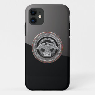 [800] Silver Roman Imperial Eagle over Medallion Case-Mate iPhone Case