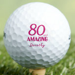 80 and Amazing Sister Gift – Pink 80th Birthday Golf Balls<br><div class="desc">Celebrate your sister’s milestone with this elegant pink golf ball,  featuring a bold “80 and Amazing” message and personalised name. A fun,  feminine gift for the golf-loving sister who deserves to feel fabulous. Enjoy!</div>