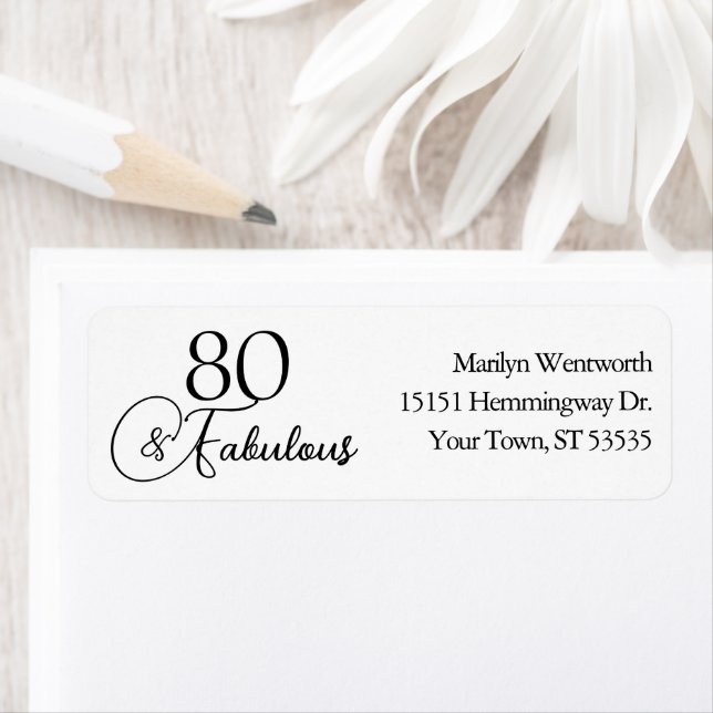 80 and Fabulous 80th Birthday Black Script Address (Insitu)