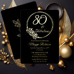 80 and Fabulous 80th Birthday Party Stamped<br><div class="desc">Elegant typography design "80 and Fabulous" 80th birthday party design featuring a rose outline circular frame.  Back features a rose outline in gold tone (not gold foil).</div>